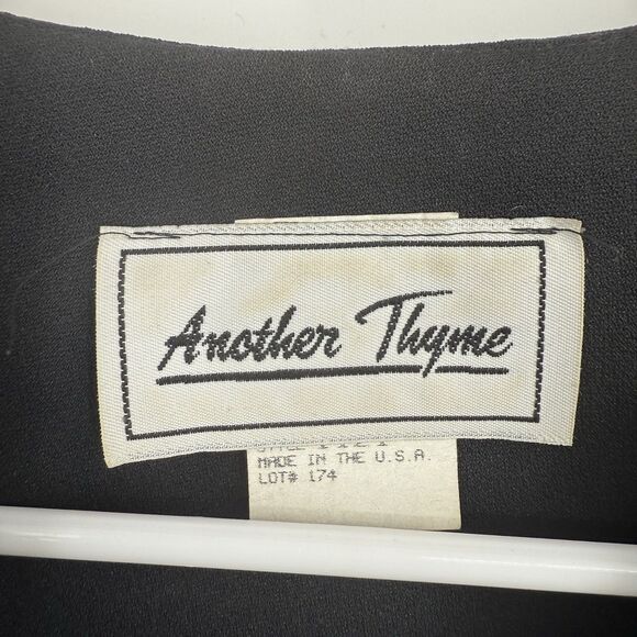 VTG Another Thyme Black LS Blouse Metallic Floral Fairy Gothic USA Art To Wear - Picture 2 of 11